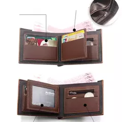 Nueva cartera para hombre, sección transversal corta, cartera triple para jóvenes, costura de negocios, monedero con cremallera multitarjeta, cartera, funda para pasaporte - online store