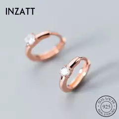 Pendientes de Aro Geométricos de Plata 925 con Circón – Minimalismo en Oro Rosa