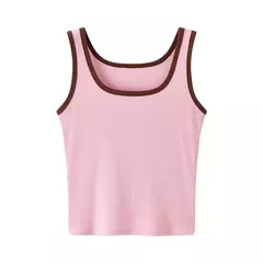 Semir chaleco mujer recortado cuello en U capas 2025 novedad de verano sensación fresca Top ajustado elegante para trajes elegantes - Eleganzie
