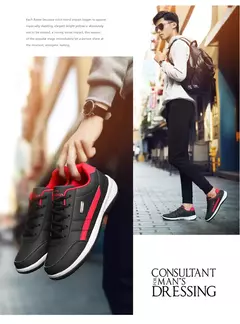Imagen de Zapatos de cuero Pu para hombre, zapatillas de deporte informales transpirables de tendencia, calzado antideslizante, zapatos vulcanizados, Tenis Masculino