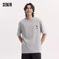 Semir-Camiseta de manga corta para hombre, Top bordado de Panda, holgado e informal, novedad de verano, 2024