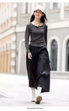 Semir-Camiseta de manga corta para mujer, camiseta ajustada diseñada para lucir más delgada, Top con dobladillo de volantes elegante, novedad de otoño 2024 en internet
