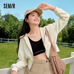 Semir-Chaqueta corta con capucha para mujer, abrigo holgado con bordado elegante, flor de ciruelo, novedad de otoño, 2024 - Eleganzie