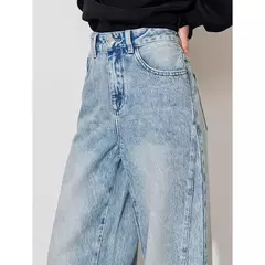 TOYOUTH mujeres Denim Jeans 2024 Otoño Invierno nueva cintura media recta pierna ancha pantalones largos - comprar en línea