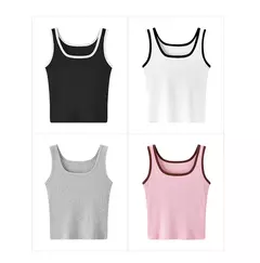 Semir chaleco mujer recortado cuello en U capas 2025 novedad de verano sensación fresca Top ajustado elegante para trajes elegantes