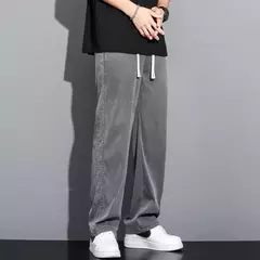 NOVEDAD DE VERANO 20224, pantalones vaqueros suaves de tela Lyocell para hombre, pantalones rectos finos sueltos con cordón en la cintura elástica, pantalones casuales de Corea - buy online