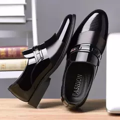 Zapatos de cuero formales para hombres, modernos y versátiles, informales de negocios, sencillos, sin cordones, zapatos de cuero informales perezosos