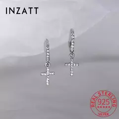 Pendientes de Aro de Plata 925 con Cruz de Circón – Elegancia Clásica y Lujo Refinado