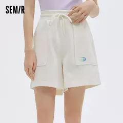 Semir-pantalones cortos deportivos de punto para mujer, Pantalón de pijama informal, holgado, a la moda, para verano