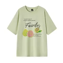 Semir-Camiseta de manga corta para mujer, Top de longitud media con hombros caídos, holgado e informal, con estampado de frutas y letras, novedad de verano 2024 - comprar en línea