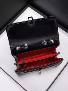Bolso cruzado diagonal con tapa Retro para mujer, bolso bordado acolchado de cuero PU, bolso de hombro con cadena de diseñador de lujo a la moda - tienda en línea