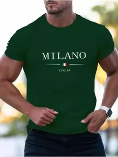 Camiseta deportiva informal holgada de algodón 100% para hombre, camiseta de manga corta con cuello redondo y estampado MILANO, cómoda, para compras, verano - Eleganzie