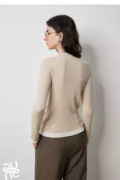 TOYOUTH-suéter de punto de lana para mujer, Jersey falso de dos piezas de Color contrastante, ajustado, otoño e invierno, 2024 - tienda en línea