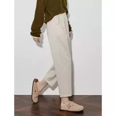 TOYOUTH, pantalones informales de lana para mujer, Otoño Invierno 20224, nueva cintura media, pantalones Harem ajustados y gruesos cálidos hasta el tobillo - Eleganzie