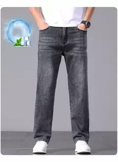 Pantalones vaqueros nuevos para hombre en primavera y verano 2025, algodón elástico de alta calidad, tubo recto suelto, pantalones elásticos de algodón a la moda 28-40 on internet