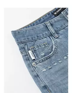 TOYOUTH Jeans de mezclilla para mujer 2025 primavera hechos a mano nuevos pantalones largos de pierna ancha rectos lavados azul claro - comprar en línea