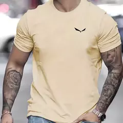 Camiseta de manga corta con cuello redondo informal ajustada con estampado de aves 100% algodón de talla grande de verano para hombre