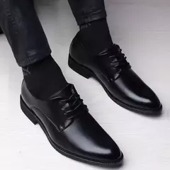 Primavera y otoño, zapatos de cuero formales de negocios informales británicos, zapatos de hombre, zapatos individuales con aumento, zapatos casuales, traje - Eleganzie
