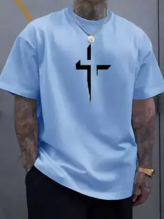 Camiseta de manga corta con cuello redondo para hombre, 100% de algodón puro, informal, holgada, de talla grande, con estampado creativo cruzado, deportiva, cómoda, de verano - buy online