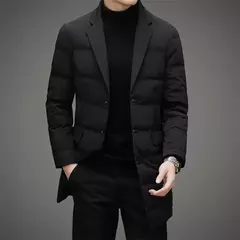 Chaqueta de plumón elegante y guapo para hombre, traje de negocios informal de longitud media, cuello de bufanda, coa de invierno, alta calidad, 2024 - buy online
