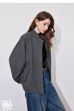 TOYOUTH-abrigo de lana para mujer, ropa gruesa con manga acampanada y cremallera, cuello levantado, prendas de vestir cálidas, otoño e invierno, 2024 - comprar en línea