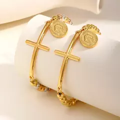 Pulsera de San Benito con Cruz – Protección y Fe en Acero Inoxidable