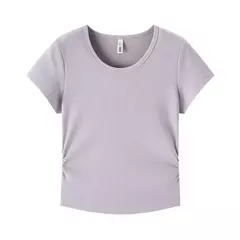 Semir-Camiseta de manga corta para mujer, Top recortado ajustado con hombros descubiertos, Top bordado de verano 2025, versátil para trajes elegantes