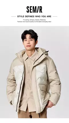 Semir-Chaqueta de plumón de longitud media para hombre, abrigo suelto con capucha, ropa de trabajo al aire libre, abrigo estampado de estilo, Invierno - online store