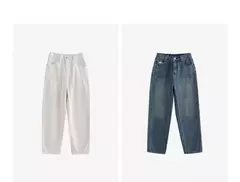 TOYOUTH-pantalones vaqueros para mujer, Vaqueros elásticos de cintura alta hasta el tobillo, bombachos, Otoño, 2024 - Eleganzie