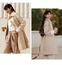 Imagen de Semir-gabardina de cintura larga para mujer, abrigo holgado de manga raglán con solapa y Triple protección, color caqui, novedad de primavera, 2024