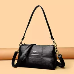 Imagen de Bandolera de cuero suave con hilo de dos capas, bolso cruzado de lujo para mujer, bolsos pequeños a cuadros para mujer y bolso de mano, bolso principal