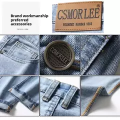 2025 marca Top estilo clásico hombres Primavera Verano Jeans negocios Casual azul claro estiramiento algodón Denim pantalones masculinos en internet