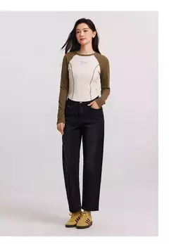 Semir-pantalones vaqueros deshilachados para mujer, pantalón holgado de pierna recta, invierno, 2024 - comprar en línea
