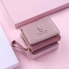Cartera triple de moda clásica para mujer, almacenamiento de tarjetas y monedas, informal, para estudiantes, pequeña y grande capacidad