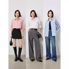 TOYOUTH-Blusa para mujer, camisa de otoño 2024, nueva pintura al óleo multicolor, cuello vuelto, camisa bordada de manga larga, Tops blancos en internet