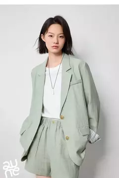 TOYOUTH-Blazer de lino para mujer, chaqueta de oficina con cuello vuelto, ropa de trabajo, novedad de verano, 2024 en internet