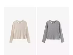TOYOUTH-Camiseta de manga larga para mujer, Tops versátiles de dos piezas falsos con empalme contrastante de Lyocell, primavera 2025
