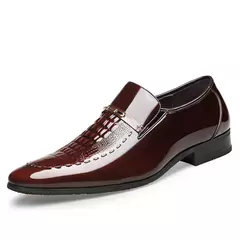 Imagen de Zapatos de vestir clásicos para hombre, zapatillas formales informales de negocios de cuero de cocodrilo, zapatos Oxford para fiesta de boda y oficina de talla grande