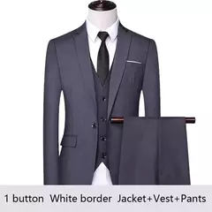 Traje de hombre para boda, 3 piezas, 2 conjuntos, Blazers, chaquetas elegantes, chaleco, pantalones, abrigos de negocios de lujo, Formal coreano de alta calidad 2024