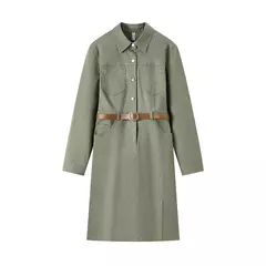 Vestido Semir para mujer, solapa con abertura, Vintage, primavera 2025, nuevo vestido de trabajo que se acepta la cintura - tienda en línea