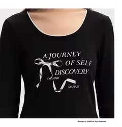 Semir-Camiseta de manga larga para mujer, Top ajustado de encaje suave, estilo corto con lazo y diseño de letras dulces, novedad de otoño, 2024 - comprar en línea