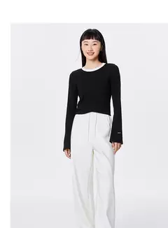 Imagen de Semir-Camiseta de manga larga para mujer, camisa de fondo cómoda, ajustada, se puede usar fuera