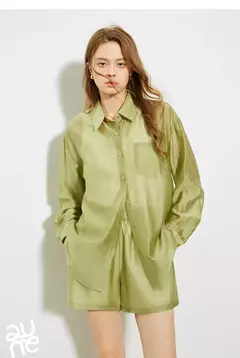 Imagen de TOYOUTH-Camiseta de Lyocell verde mostaza francesa para mujer, Tops ligeros con protección solar, novedad de verano 2025
