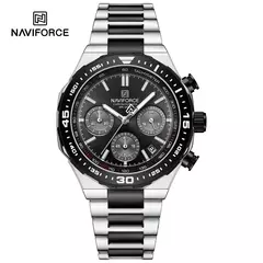 Reloj de moda NAVIFORCE para hombre, relojes de pulsera de cuarzo clásicos resistentes al agua de acero inoxidable de lujo de alta calidad, reloj de cara grande para hombre