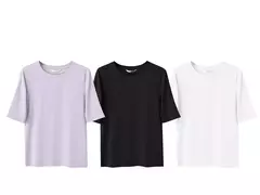 AMII minimalismo 2025 camisetas de verano para mujer nuevo algodón elástico media manga recta sólida básico Oficina señora Tops 12412016 - comprar en línea