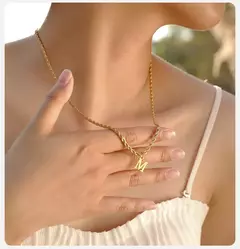 Vnox Collares iniciales para mujeres y hombres, colgante con dije del alfabeto de letras A-Z de acero inoxidable con cadena de cuerda trenzada, collar unisex - tienda en línea