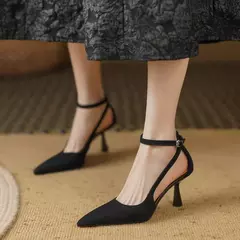 FEDONAS-Sandalias con correa en el tobillo para mujer, zapatos de tacón alto fino, puntiagudos, de cuero genuino, elegantes, para primavera y verano, para fiesta y graduación - Eleganzie