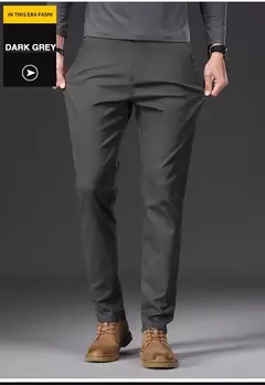 Pantalones informales 97% algodón para hombre, moda de otoño, cómodos, elásticos, ajustados, rectos, de negocios, negro, verde militar, caqui on internet