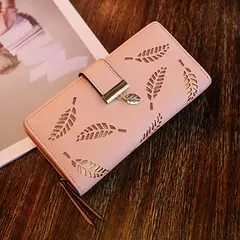 Cartera de moda para mujer, monedero de cuero PU para teléfono, bolsa de hojas huecas para mujer, bolso de mano para mujer, tarjeteros, carteras largas en internet