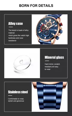 Relojes de pulsera CURREN deportivos informales de cuarzo con cronógrafo, reloj de acero inoxidable a la moda para hombre, reloj con fecha automática para hombre - Eleganzie